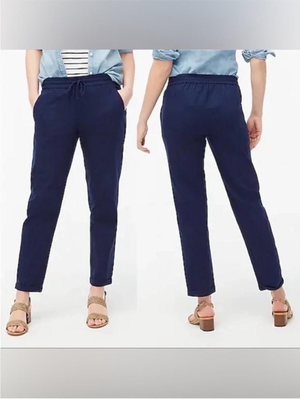 J Crew Linen Cotton Drawstring Pants